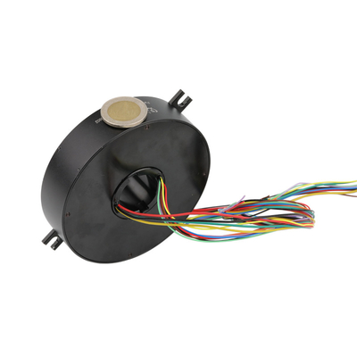 Precious metal pancake slip ring, operating in a wide range of temperature throughbore slip ring